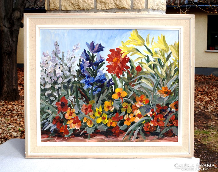 Heigl: Mezei virágok - eredeti olajfestmény, keretezve