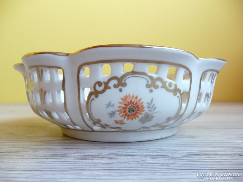 Antique zsolnay flower patterned bowl