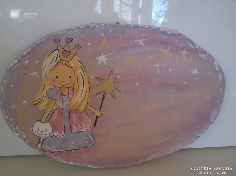 Wall decoration - wood - 38 x 25 cm - hand painted - glitter - painted with silk gloss - Austrian - flawless
