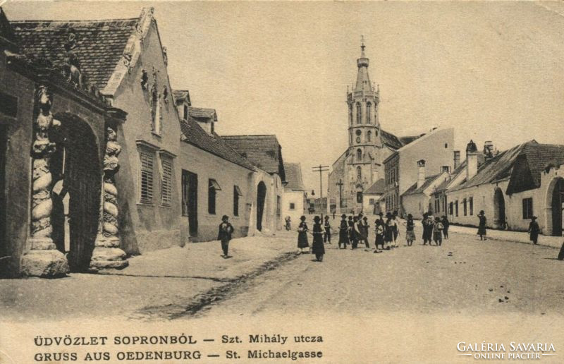Martos-Singhoffer Géza:Sopron,1910-es évek,linómetszet.