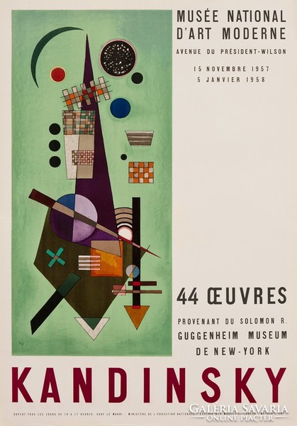 Kandinsky Kandinszkij Párizs 1957 kiállítási plakát, modern reprint, orosz absztrakt festmény