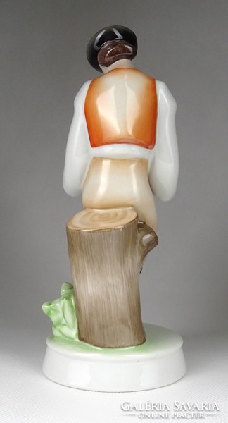 1I564 old Zsolnay flute player porcelain figurine 27 cm