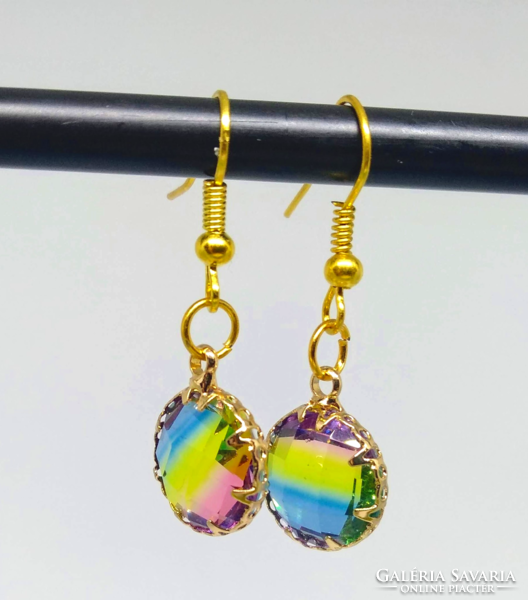 Rainbow faceted crystal earrings