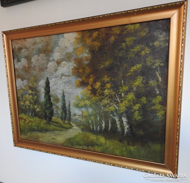 László Neogrády large-scale oil on canvas painting _ forest