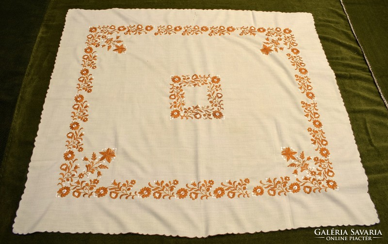 Embroidered tablecloth with Kalocsa pattern, tablecloth 120 x 108 cm Hungarian ethnography embroidery