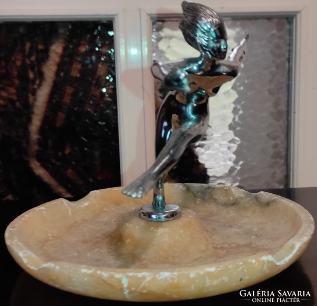 Special art deco bronze statue of chrome dancer lady with marble soles.