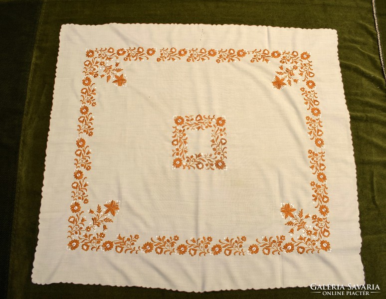 Embroidered tablecloth with Kalocsa pattern, tablecloth 120 x 108 cm Hungarian ethnography embroidery