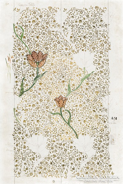 William morris - garden tulips - scratched canvas reprint