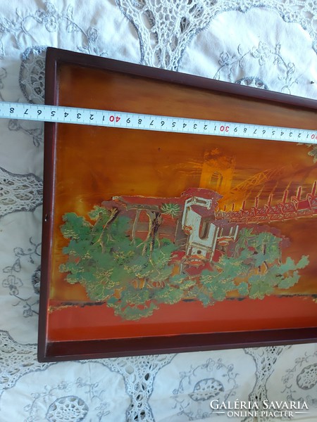 Varnish tray hand painted or mural.