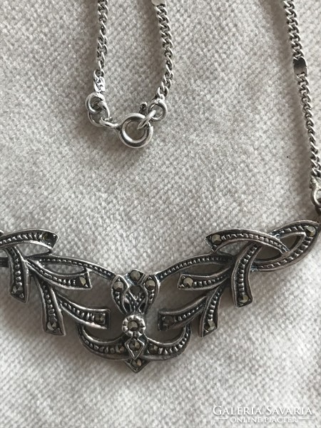Beautiful silver necklace with marcasite