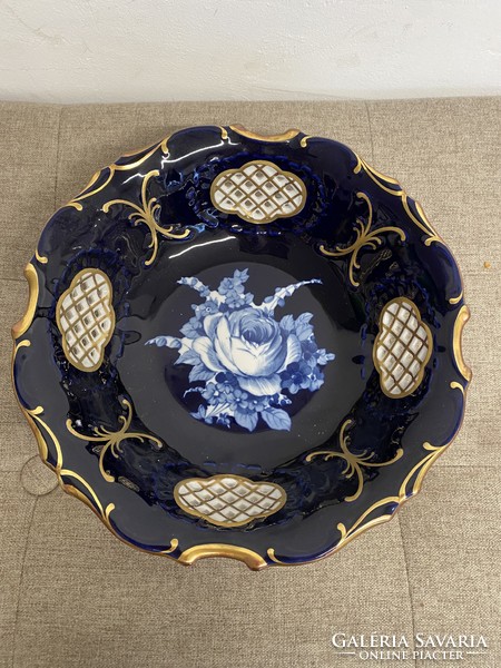 Pirken & hammer cobalt blue gilded serving bowl a10