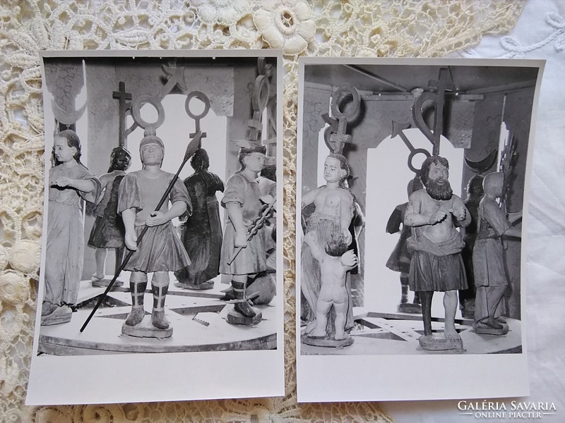 7 Dg old / vintage photo, exhibition / church? Photographs of perhaps Roman / Greek god symbols, king, warrior