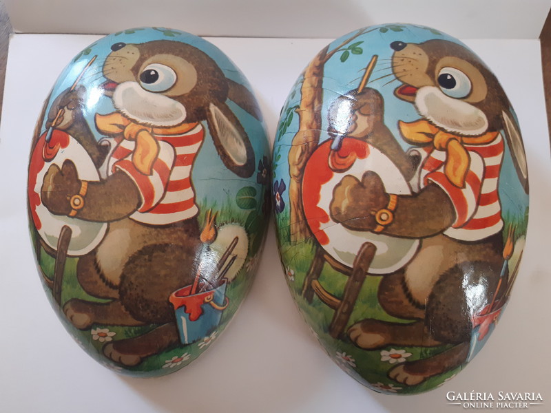 Easter! Large size retro paper paste Easter egg painter with bunny 17.5 cm
