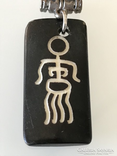 Hand-carved ethno pendant, 4.5 x 2 cm