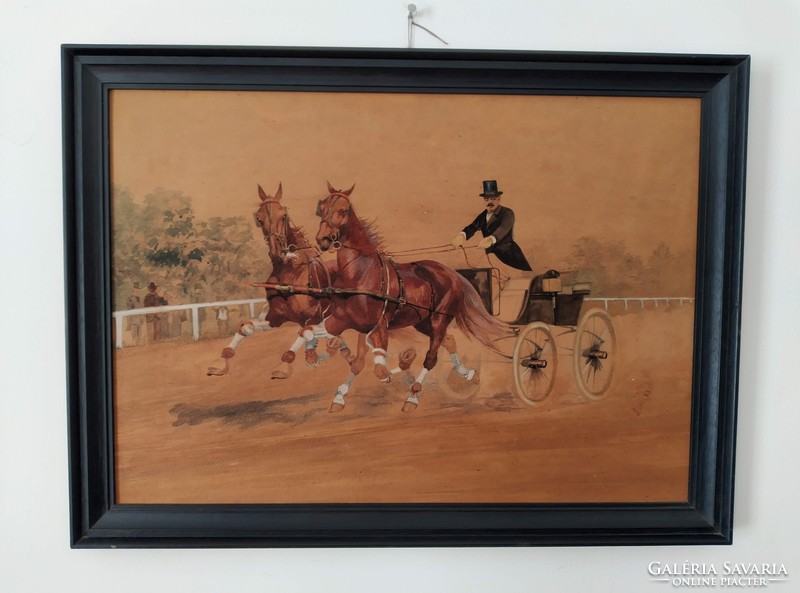Angol akvarell lovasfogat 1880