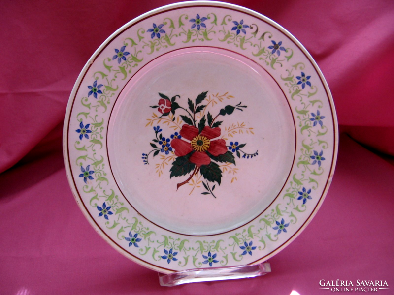 Antique plate with violet and wild roses