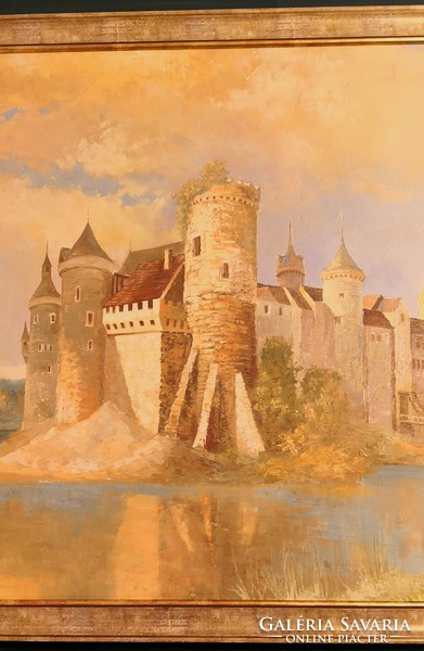 Fk/183 - huge! Painter Jenő Wagner's painting - Abandoned Castle