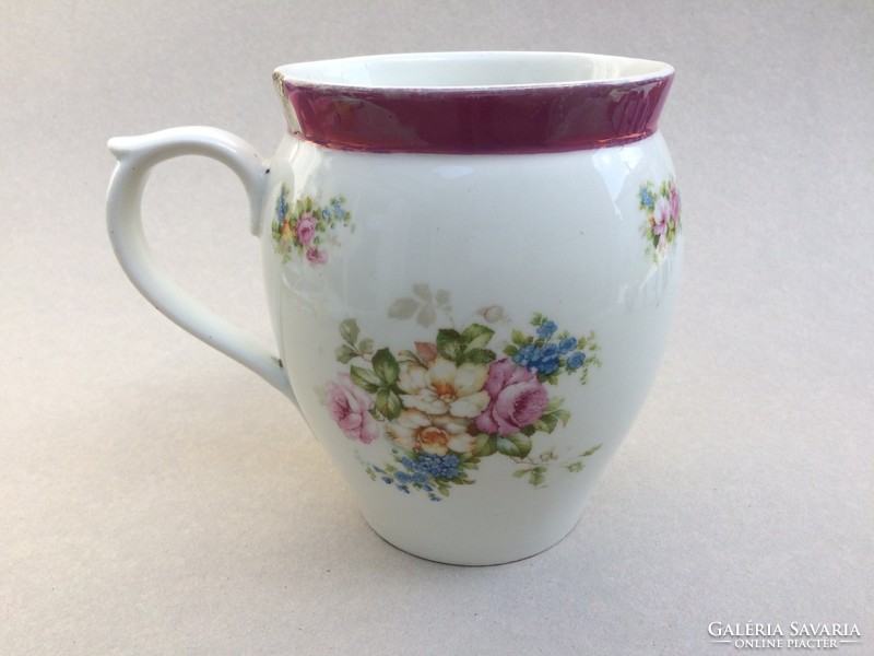 Antique old jar altrohlau m.Z porcelain rose large folk mug