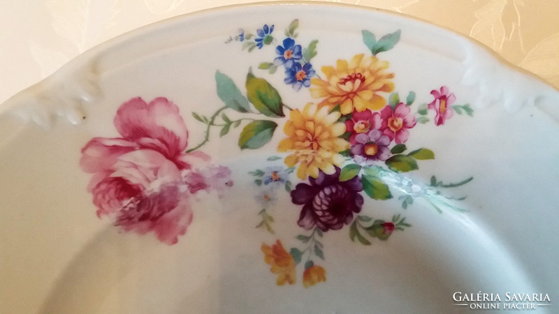 Old vintage porcelain rosy floral plate