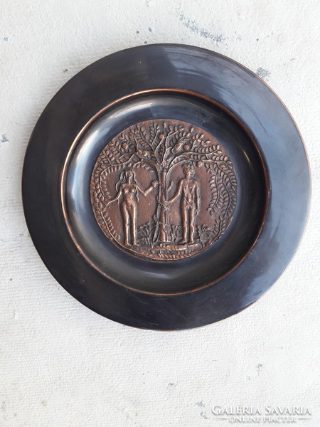 Rare Kopcsányo otto copper wall relief / bowl / adam and year