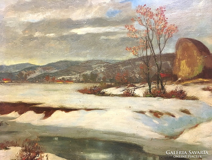 Irányi Iritz Sándor (1890 - 1975):Nagybánya környéki havas táj, 67,5 x 80,5 cm