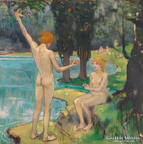 Ludwig von Hoffmann - Adam and Eve in Paradise - reprint