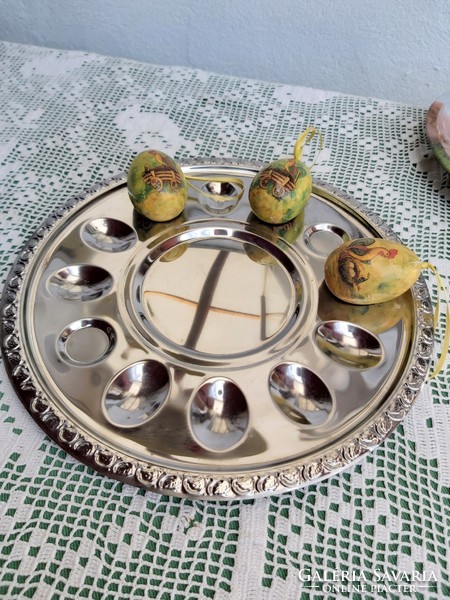 Beautiful metal egg cup with floral easter decoration collector beauty