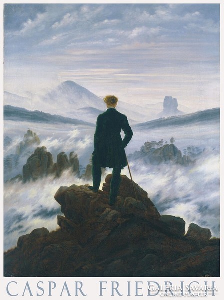 Wandering Caspar Friedrich over the Mist Sea 1818 German romantic landscape painting art poster