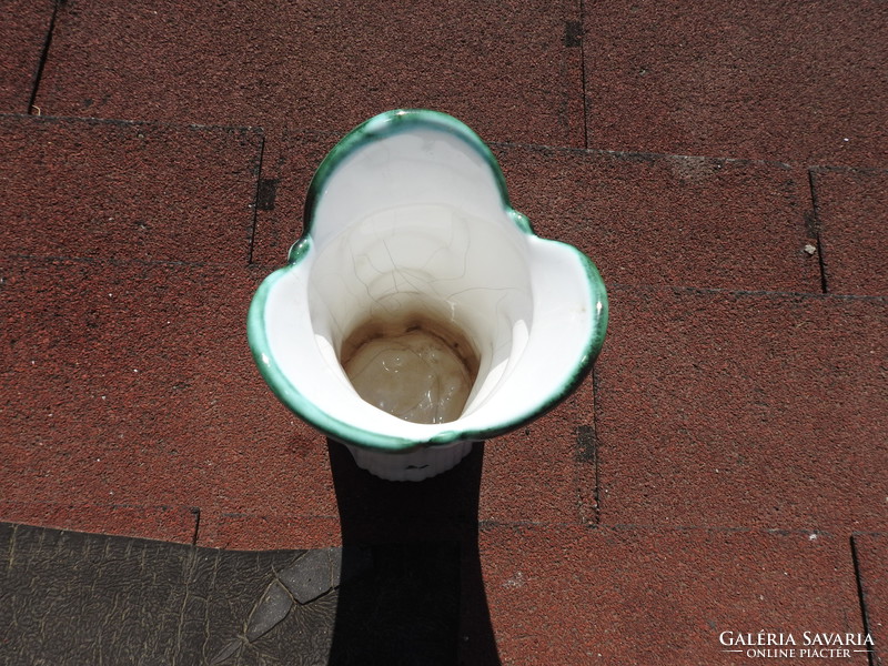Old ribbed gmundner ceramic vase with small floral pattern
