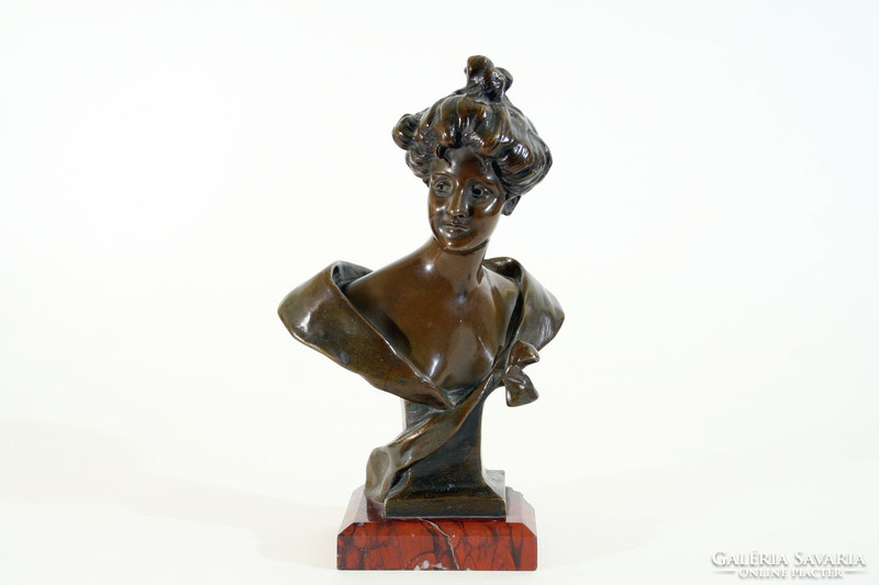 Georges van der straeten (1856-1928) female bust Paris 23,5cm société des bronzes de paris