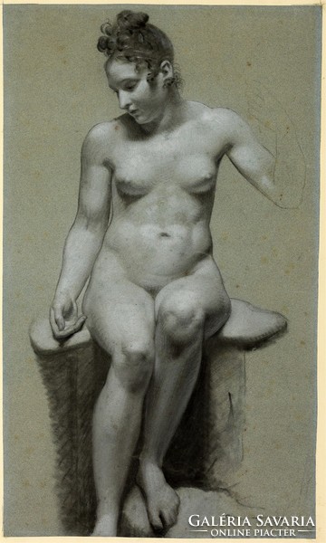 Pierre prud'hon - sitting female nude - reprint