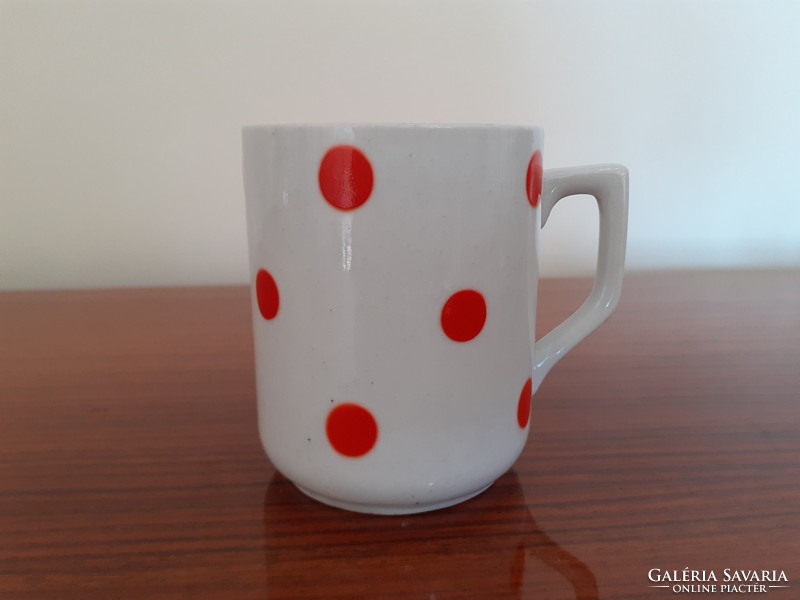 Old zsolnay porcelain red polka dot vintage mug