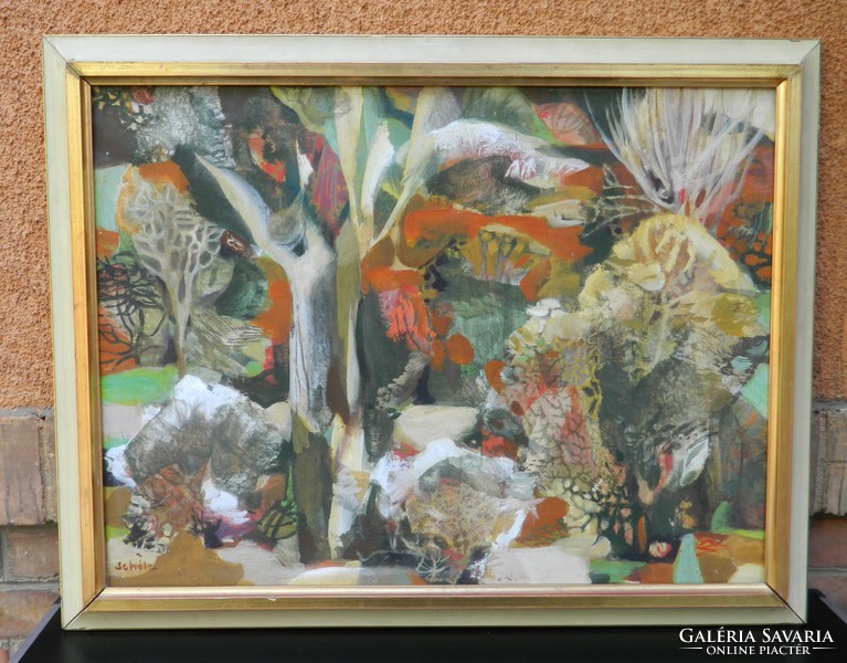 Scholz Erik (1926 - 1995) "Táj" képcsarnokos festmény