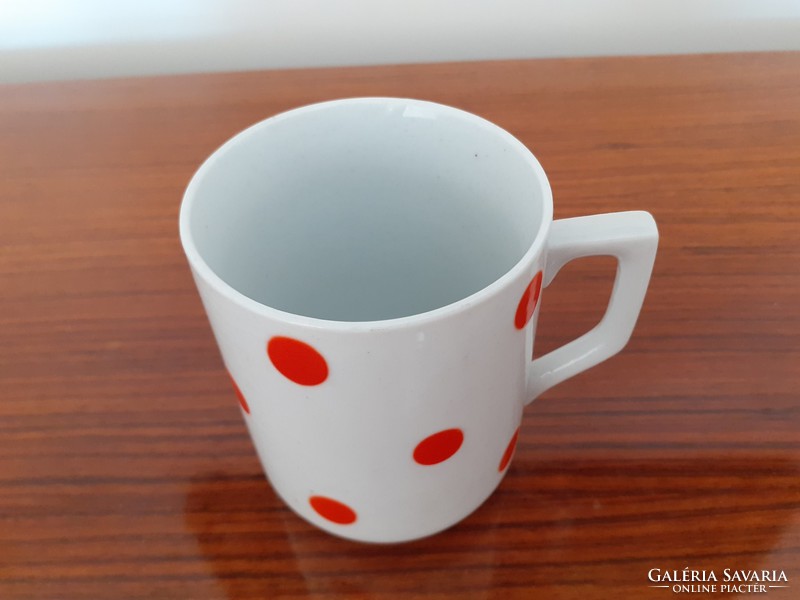 Old zsolnay porcelain red polka dot vintage mug