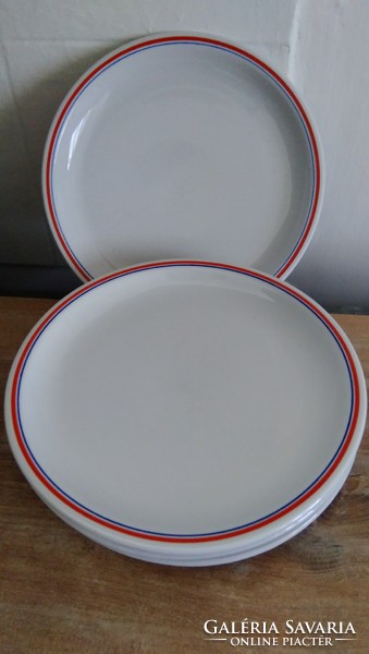 Zsolnay porcelain blue-red striped breakfast room, small plate with cakes 4 pcs