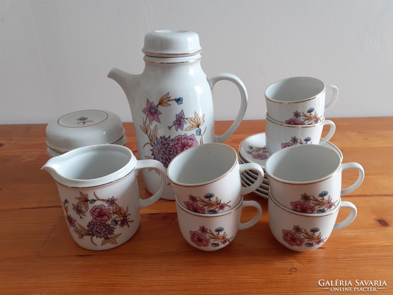 6 Personal modern shaped raven house floral coffee set