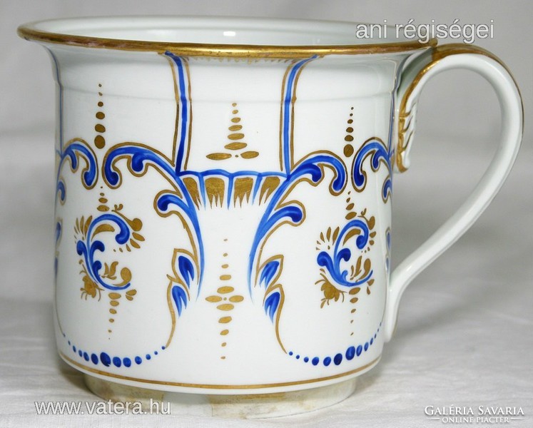 Antique French vueve perrin tea filter mug blue gold beauty