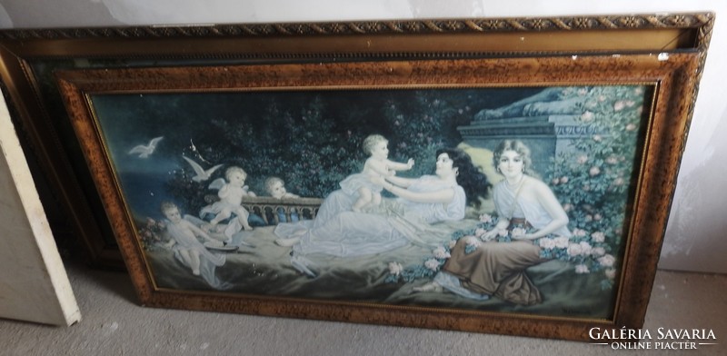Angelic large old - marked - print frame is rare!