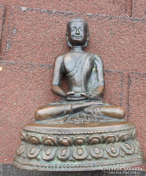 Meditáló  Buddha - antik bronz szobor