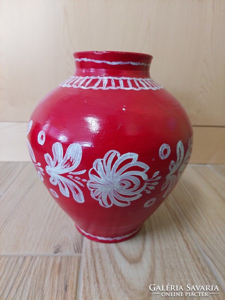 Red ceramic vase old retro flawless