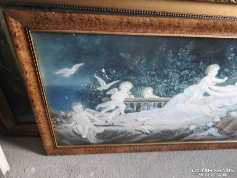 Angelic large old - marked - print frame is rare!