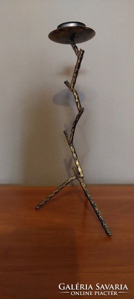 Art deco style tree branch patterned copper candlestick!