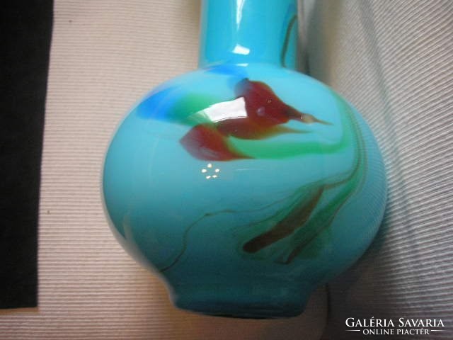 Art Nouveau, multilayer gradient Murano turquoise vase 17 cm
