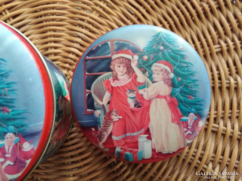 Karácsonyi bádog dobozkák - vintage jelleggel / 2 db