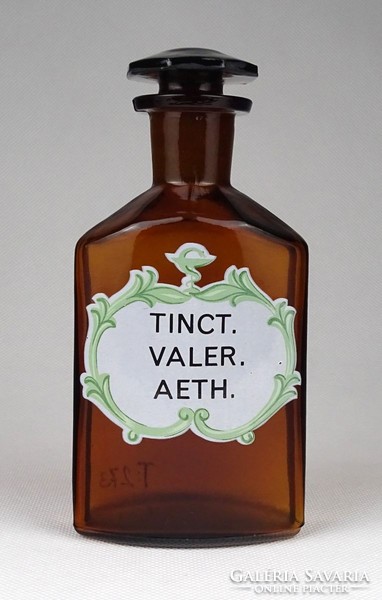 1I266 Régi barna gyógyszertári patika üveg TINCT. VALER. AETH.