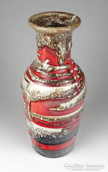 1I167 Mid-century csorgatott mázas német iparművészeti rerto kerámia váza 25 cm