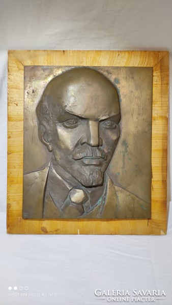 Csíkszentmihályi Róbert jelzett bronz V. I. Lenin relief fali dísz fali kép képcsarnokos