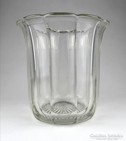 1I298 old art deco curled glass vase with pot