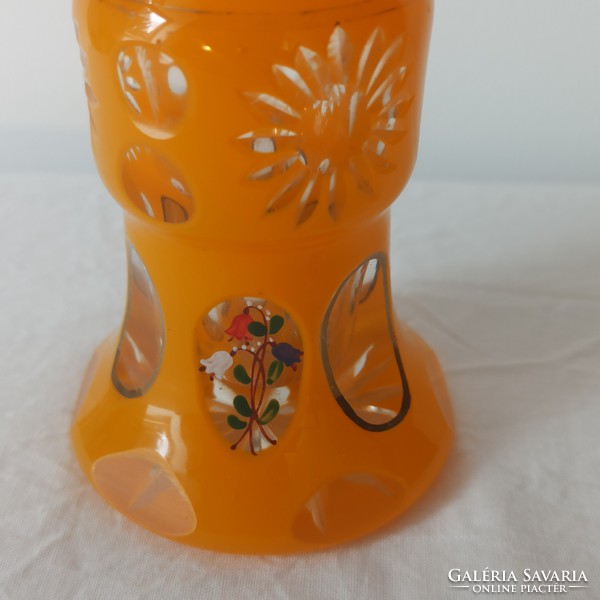 Biedermeier / bider váza, metszett, aranyozott, kézzel festett, csiszolt