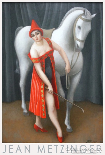 Jean Metzinger 1919 French painting art poster circus white horse artist in red dress